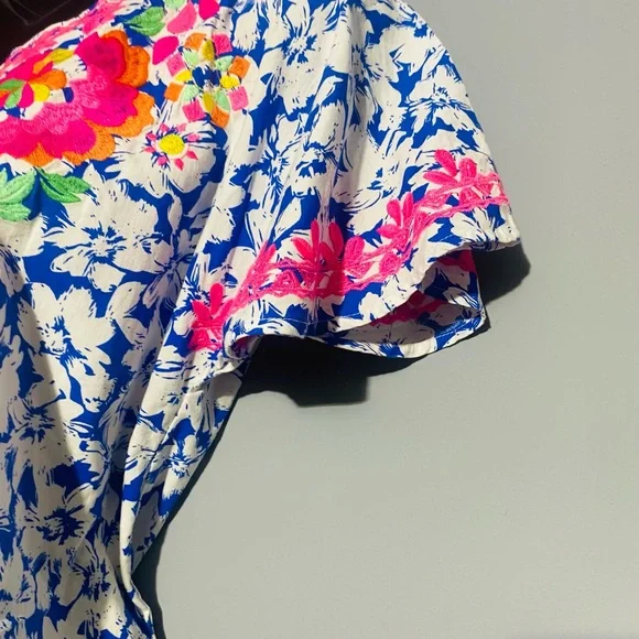 Floral Blue and Pink Dress - Picture 5 of 16